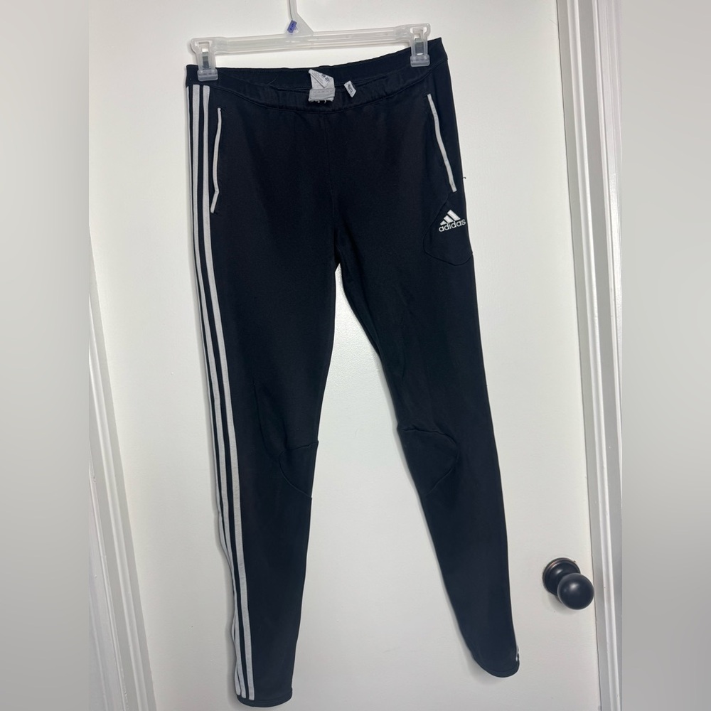 adidas Black Track Pants with White Stripes